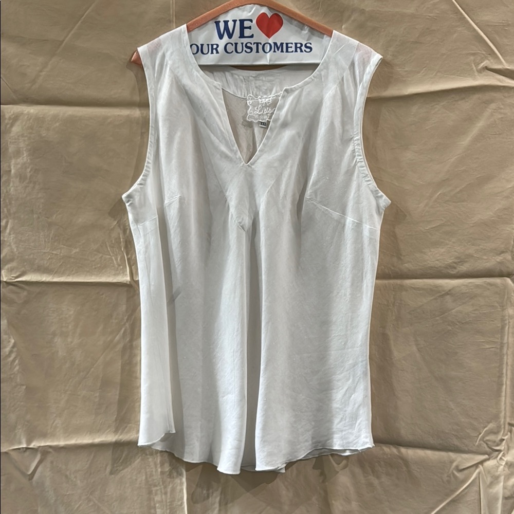 Elegant White Sleeveless Linen Blouse